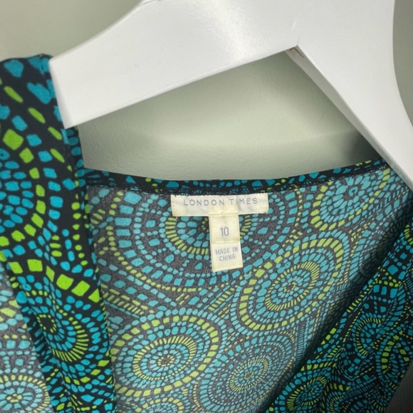 Wrap Dress Modern Psychedelic London Times Rayon / Size 10 - Picture 4 of 4